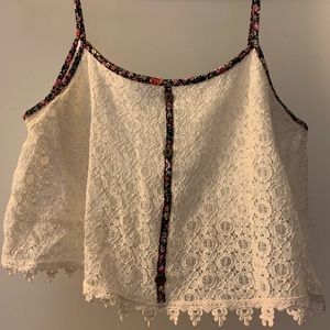 Paper Crane Crop Top with Floral Hem
